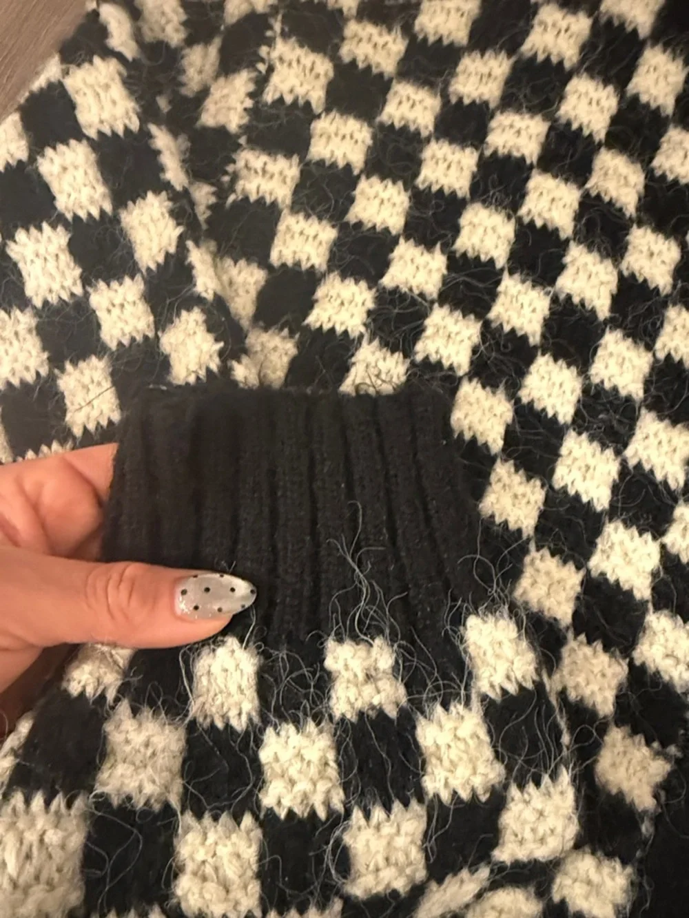 Zara Checked Black and Cream Knit Cardigan Sweater - Women's - Picture 5 of 5